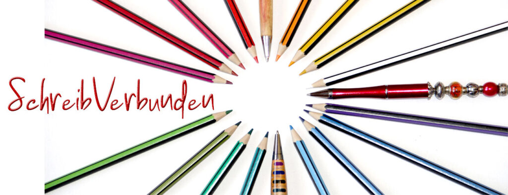 Bunte STifte und der Schriftzug Schreibverbunden